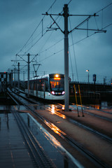 Tram on a Cloudy Morning
