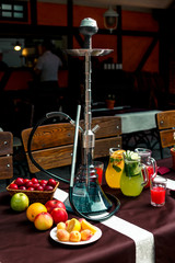 fruit shisha in a cafe with fruit decor