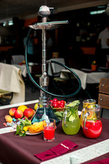 fruit shisha in a cafe with fruit decor