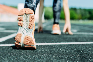 girl goes in for sports in the fresh air, healthy lifestyle