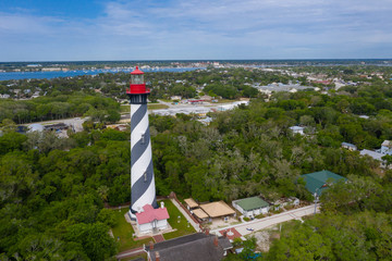 Aerial view of lighthouse in St. Augustine Florida. 