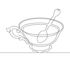 continuous single drawn line art doodle tea coffee set