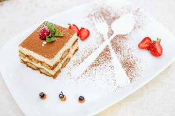 cake with chocolate raspberries and strawberries