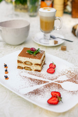 cake with chocolate raspberries and strawberries