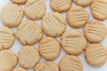 Pattern made of cookies on the white