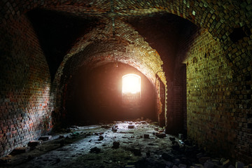 Empty room of old abandoned Prussian fort