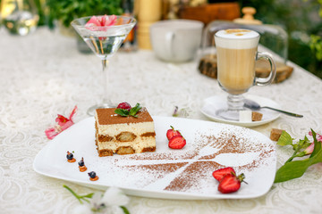 cake with chocolate raspberries and strawberries