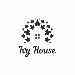 Ivy leaf and hidden shape house or home vector logo design inspiration