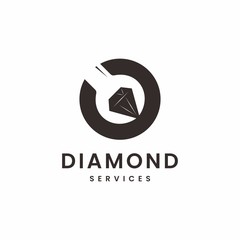 diamonds and wrench or spanner for diamond service logo designs.