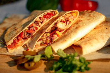 quesadilla with greens and jalapenos