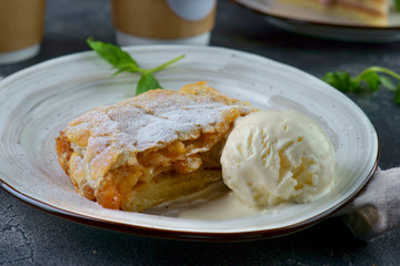 traditional strudel with ice cream