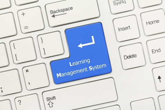 White conceptual keyboard - Learning Management System (blue key)