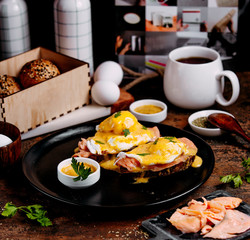 fried bread with cheese sauce and fillet