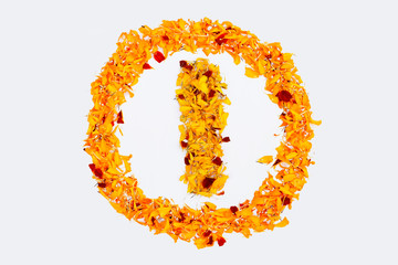 Spring Flower Letter I concept Logo. Marigold petal alphabet isolated on white background.