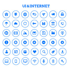 Trendy flat design big UI and Internet icons set