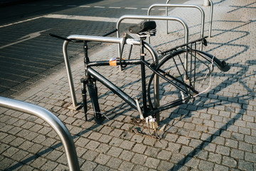 Fototapeta na wymiar bicycle rack locked on bicycle holder