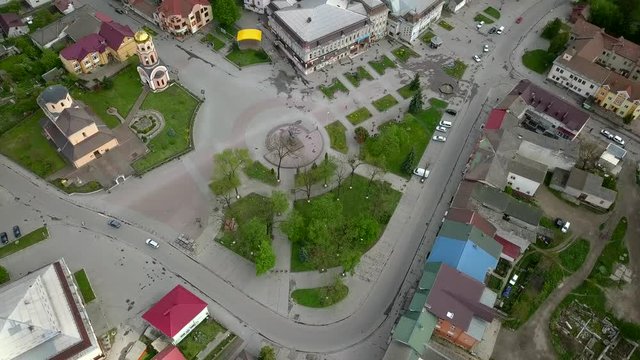 Aerial view of town of Halych, old Ukrainian capital in Ivano-Frankivsk region, Ukraine.