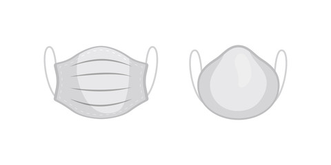 Breathing medical respiratory masks. Pandemic virus protect face masking. Vector surgery mask illustration.