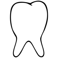 Obraz premium Snow-white tooth. Sketch. Vector. Outline on an isolated background. Medical topics. Doodle style. Healthy tooth. Enamel coating. Coloring book. Bone formation located in the oral cavity. 