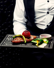 fried meat with fried vegetables