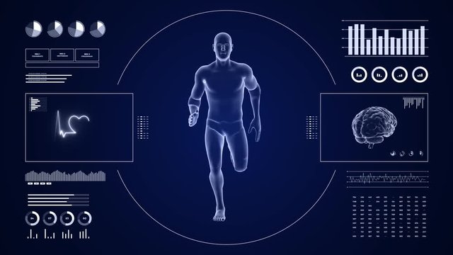 HUD display monitoring cardio running activity.