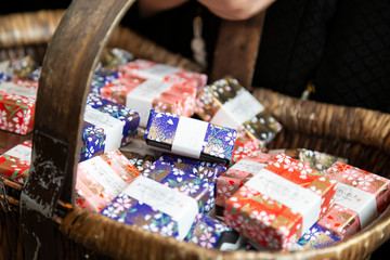 colorful candies in a box