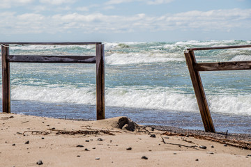 High water at and waves at Sauble Beach