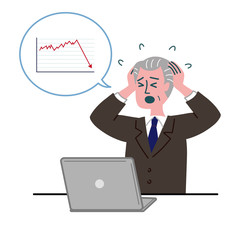 スーツ　男性　シニア　士業　株価　グラフ　暴落　困っている