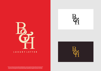 Fototapeta na wymiar Initial letter B & H BH luxury art vector mark logo template.