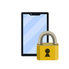 Locked smartphone. Closed lock. Access to account. Icon for the app. Protecting your phone from a virus. Cartoon flat illustration