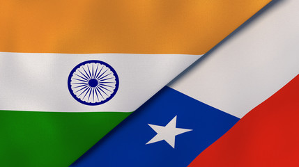 The flags of India and Chile. News, reportage, business background. 3d illustration