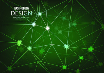 Abstract polygonal space low poly dark background with connecting dots and lines. Connection structure. 3d rendering,Green Colour - Vector