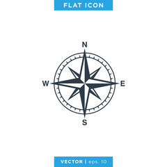 Wind rose compass icon vector logo design template