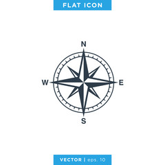 Obraz premium Wind rose compass icon vector logo design template
