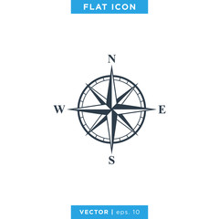 Obraz premium Wind rose compass icon vector logo design template