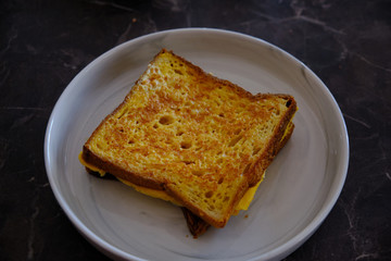 Japanese toast with eggs, homemade breakfast