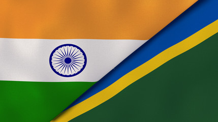 The flags of India and Solomon Islands. News, reportage, business background. 3d illustration