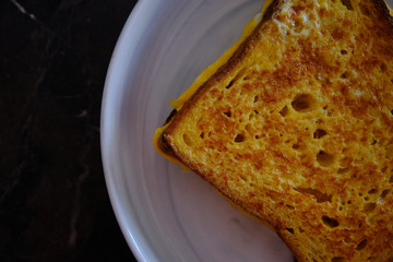 Japanese toast with eggs, homemade breakfast