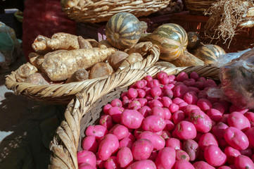 The cubes are tubers originating from Boyacá and are brought by the farmers who grow them every Saturday along with other products to the traditional farmers market to be sold.
