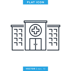 Hospital icon vector design template. Editable stroke