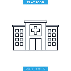 Hospital icon vector design template. Editable stroke