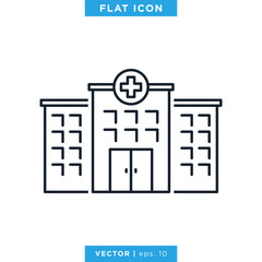 Hospital icon vector design template. Editable stroke