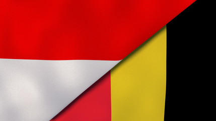 The flags of Indonesia and Belgium. News, reportage, business background. 3d illustration