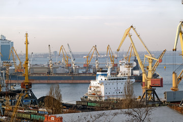 Fototapeta na wymiar Sea port for loading and unloading ships in Odessa.