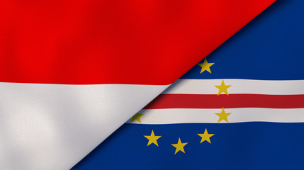 The flags of Indonesia and Cape Verde. News, reportage, business background. 3d illustration