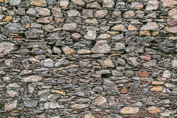 Texture of old gray stone wall, horizontal