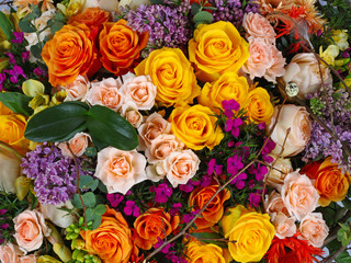 Flower arrangement background with roses