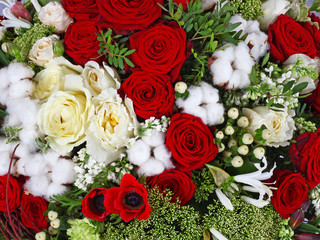 Flower arrangement background with roses