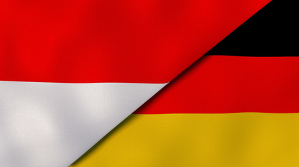 The flags of Indonesia and Germany. News, reportage, business background. 3d illustration