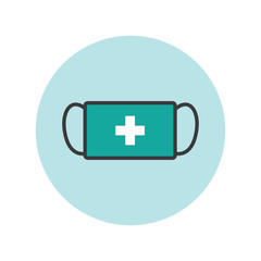 Breathing medical respiratory mask vector icon. Pandemic virus protection face masking.